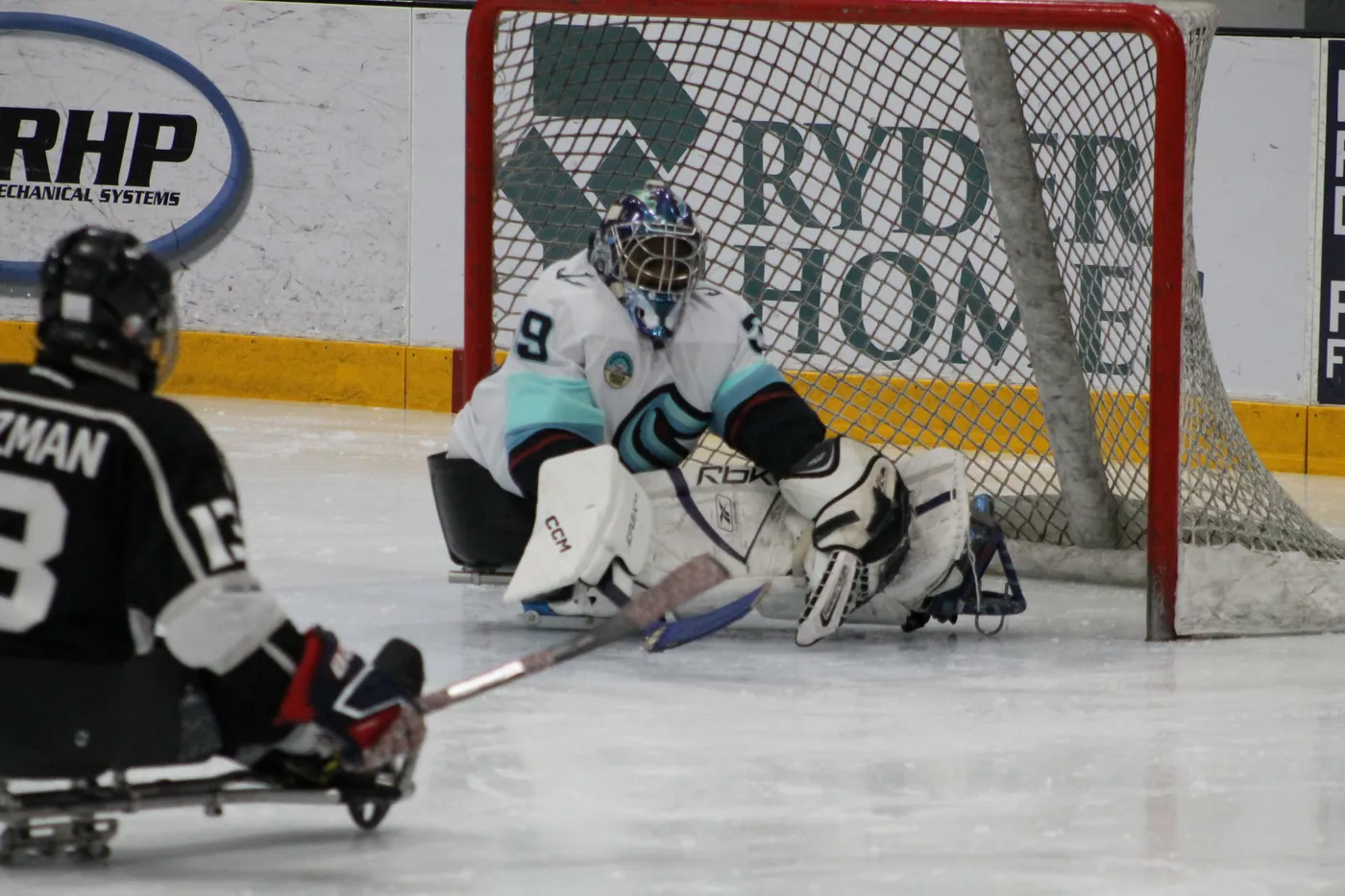 M.L. Goodlow on the ice, Para Sled Hockey