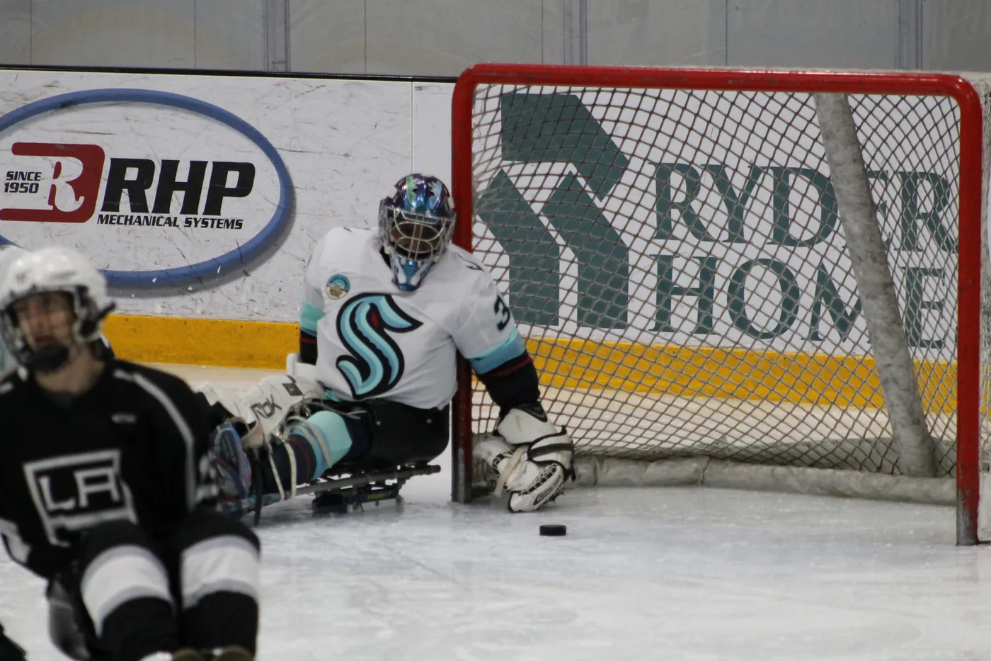 M.L. Goodlow on the ice, Para Sled Hockey